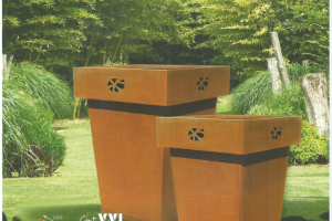 Pot acier Corten Pyramy couronne XXL