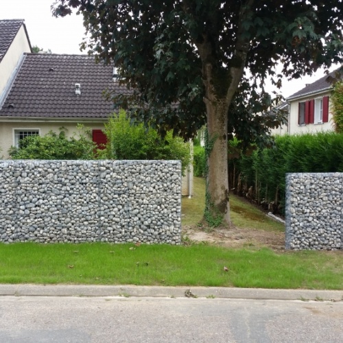 Clôture paysagère gabion galets