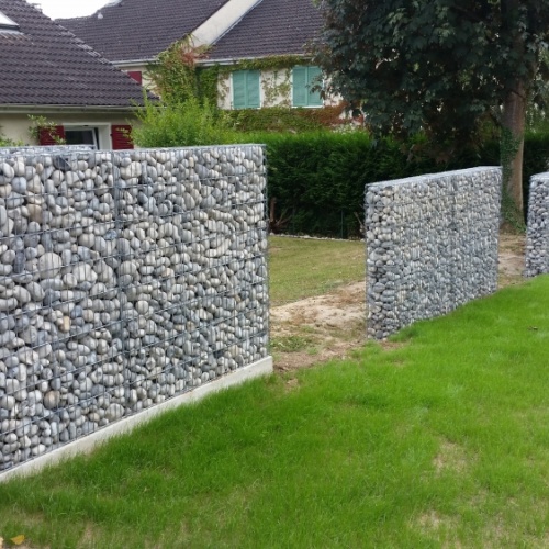 Clôture paysagère gabion galets