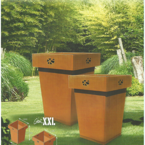 Pot acier Corten Pyramy couronne XXL