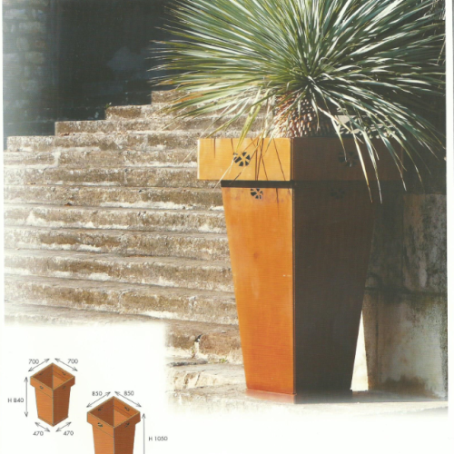 Pot acier Corten Pyramy couronne